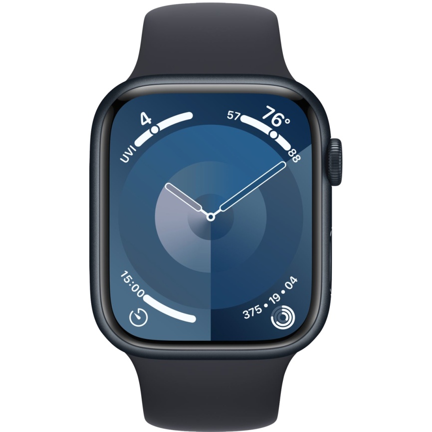 Умные часы Apple Watch Series 9 45 мм Aluminium Case GPS спортивный ремешок, цвет темная ночь  M/L