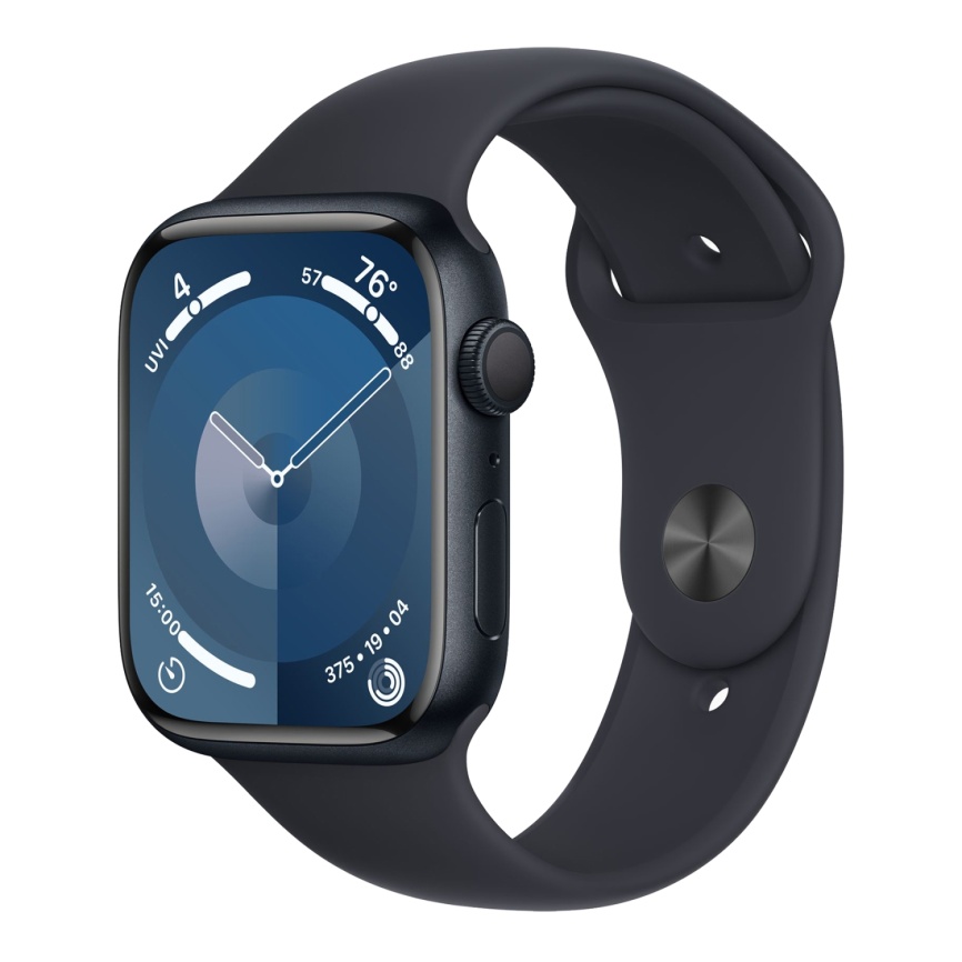 Умные часы Apple Watch Series 9 45 мм Aluminium Case GPS спортивный ремешок, цвет темная ночь  M/L