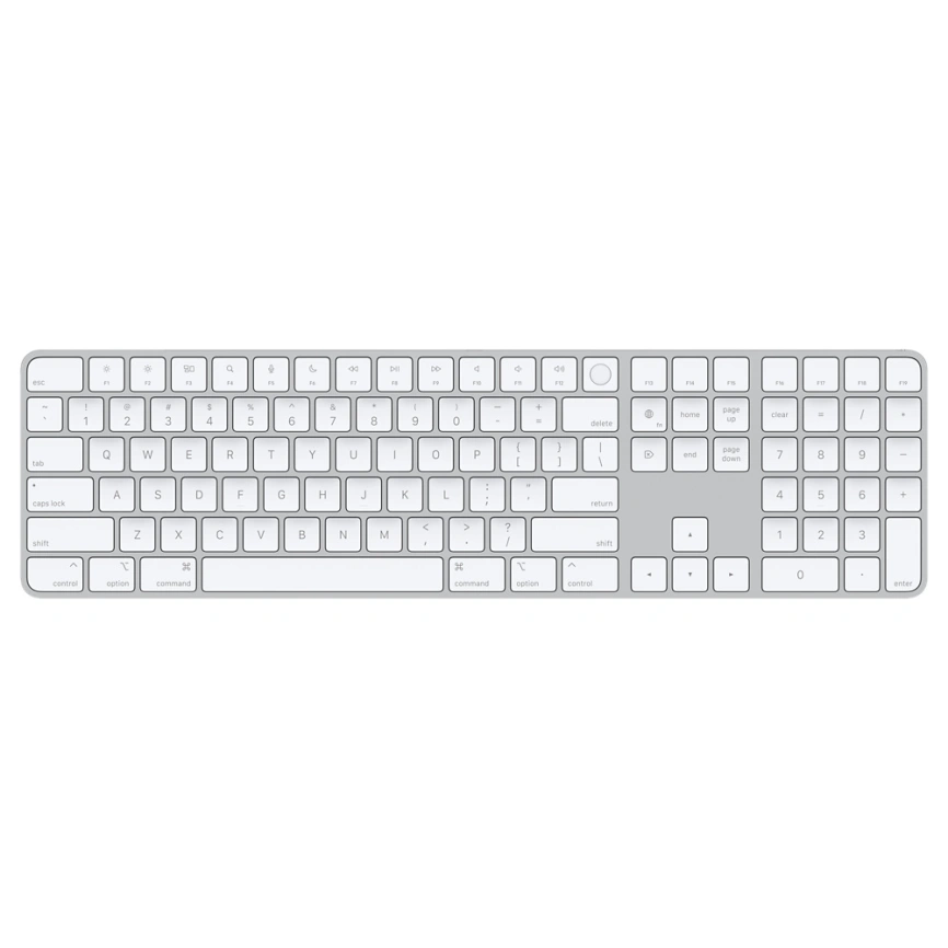 Клавиатура беспроводная Apple Magic Keyboard with Touch ID and Numeric Keypad (MK2C3) White