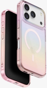 Чехол Uniq для iPhone 17 Pro Iridescia (holographic) (Magsafe), Розовый