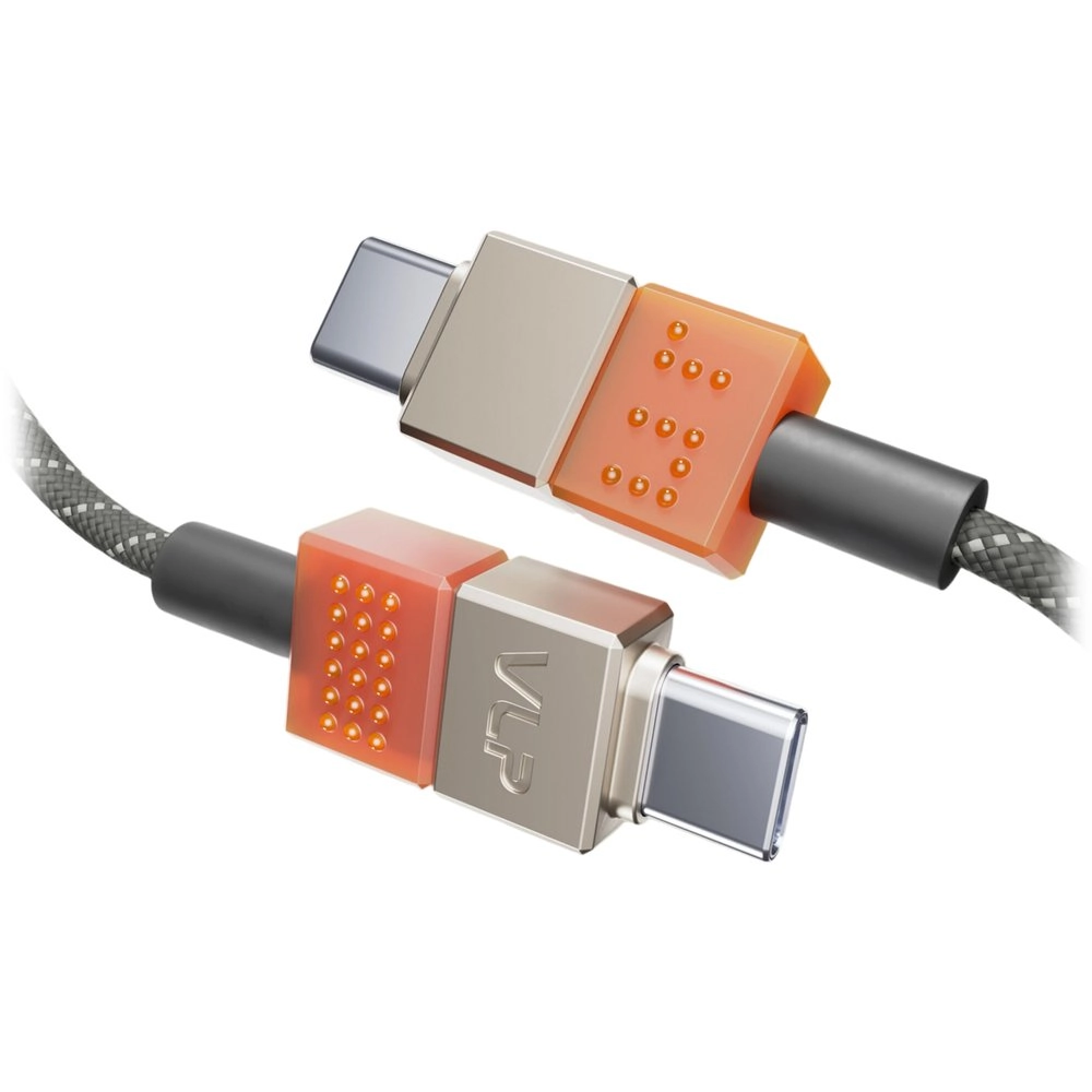 Кабель с оплёткой и ремешком VLP × ALS NEO USB-C 1.5 м, Amber Gray