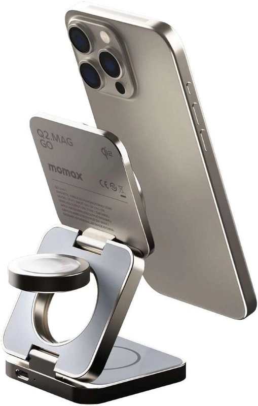 Беспроводная Зарядка MOMAX 3-in-1, Natural Titanium
