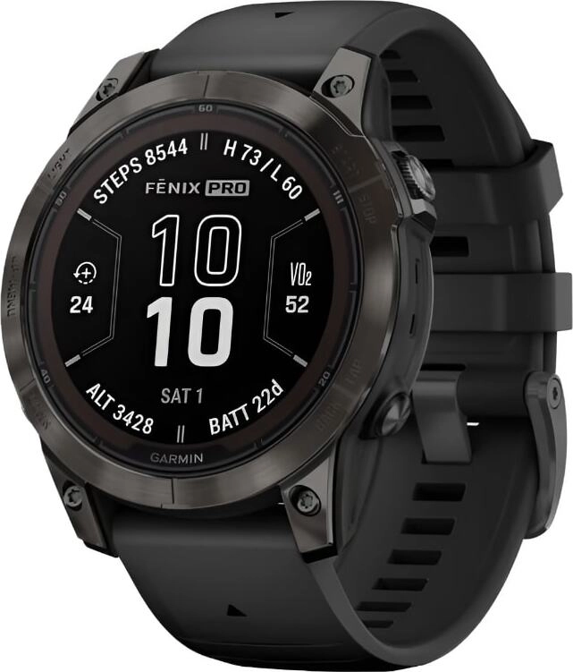 Смарт-часы Garmin Fenix 7 Pro Sapphire Solar - 47 mm, Титановый, угольно-серый безель с DLC-покрытием, черный ремешок