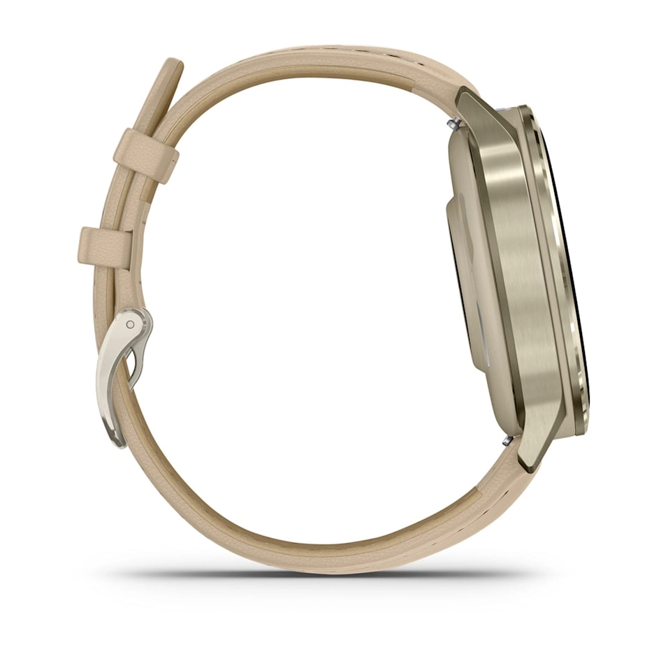 Смарт-часы Garmin Venu 4 - 41 mm, Лунно-золотистый, кожаный ремешок песочного цвета