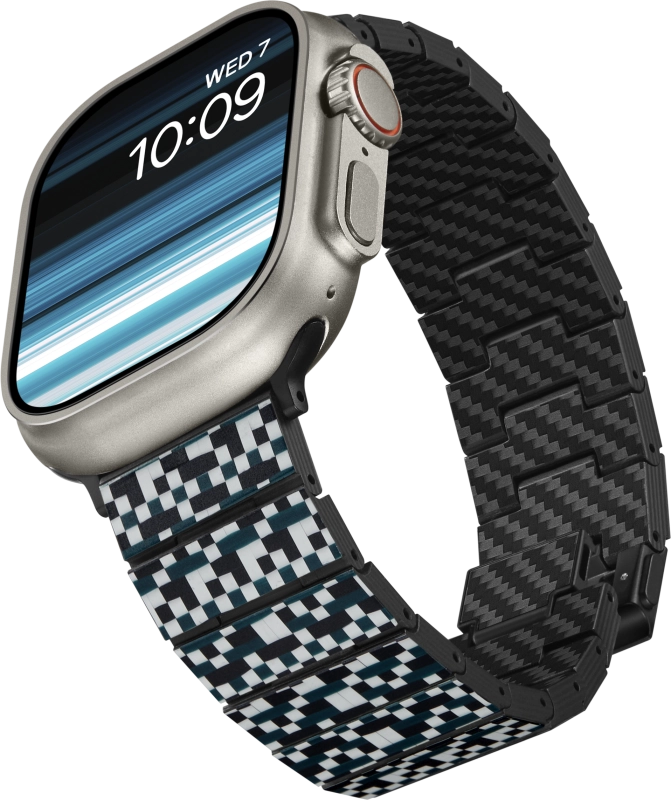Ремешок Pitaka Moon для Apple Watch, 38/49 мм, карбон, принт мозаика