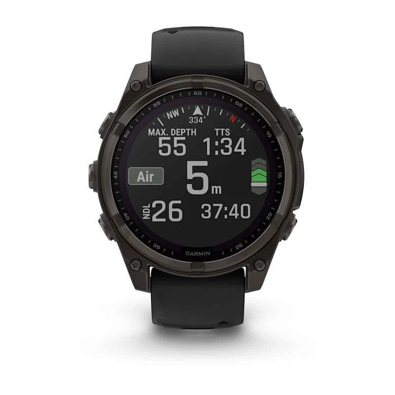 Смарт-часы Garmin Fenix 8 Solar Sapphire - 47 mm, Титановый, угольно-серый безель с DLC-покрытием, черный ремешок