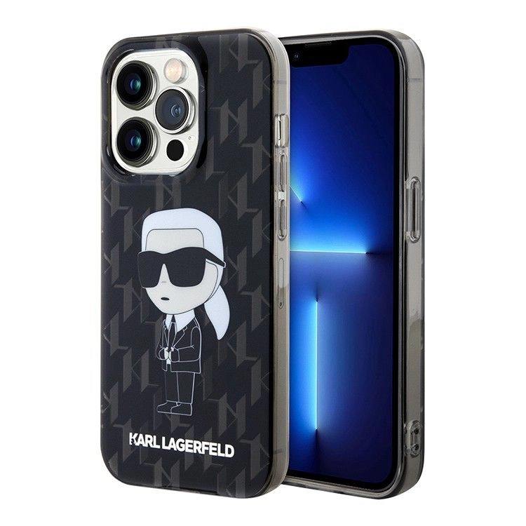 Lagerfeld для iPhone 15 Pro Max чехол PC/Термополиуретан Monogram NFT Karl Ikonik Hard Black
