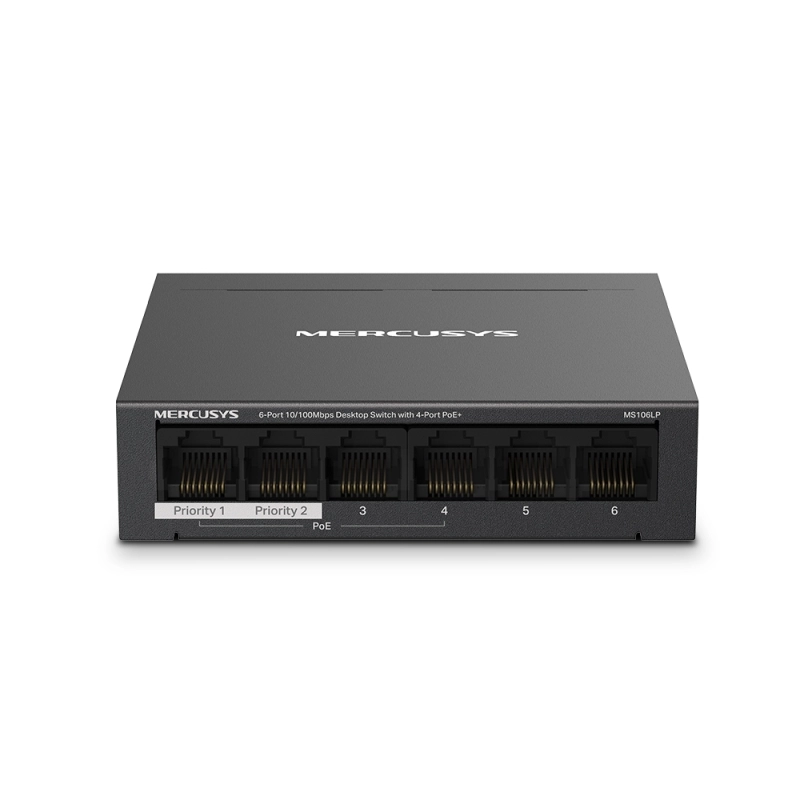 Коммутатор Mercusys MS106LP, 6 портов (4xPoE+), 10/100 Мбит/с, неуправляемый