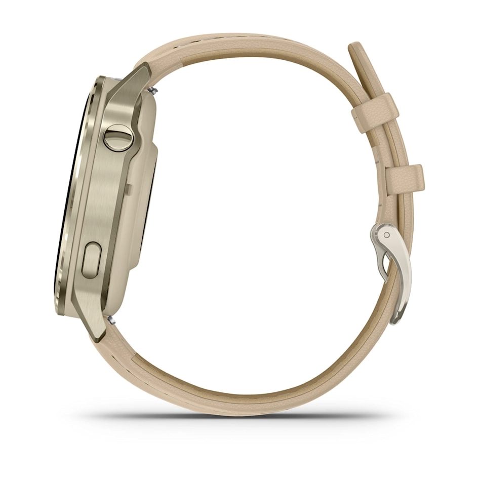 Смарт-часы Garmin Venu 4 - 41 mm, Лунно-золотистый, кожаный ремешок песочного цвета