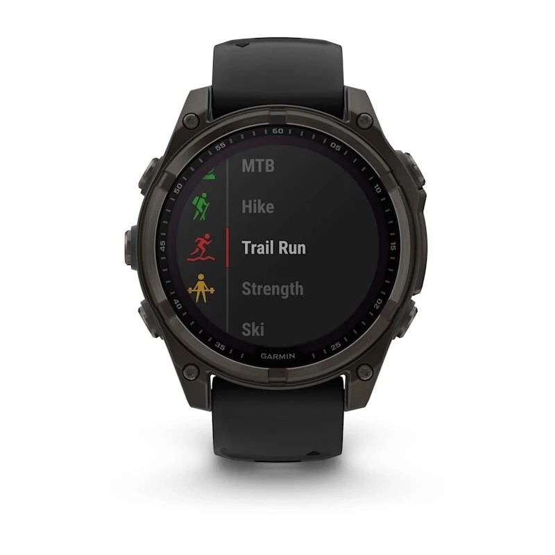 Смарт-часы Garmin Fenix 8 Solar Sapphire - 47 mm, Титановый, угольно-серый безель с DLC-покрытием, черный ремешок