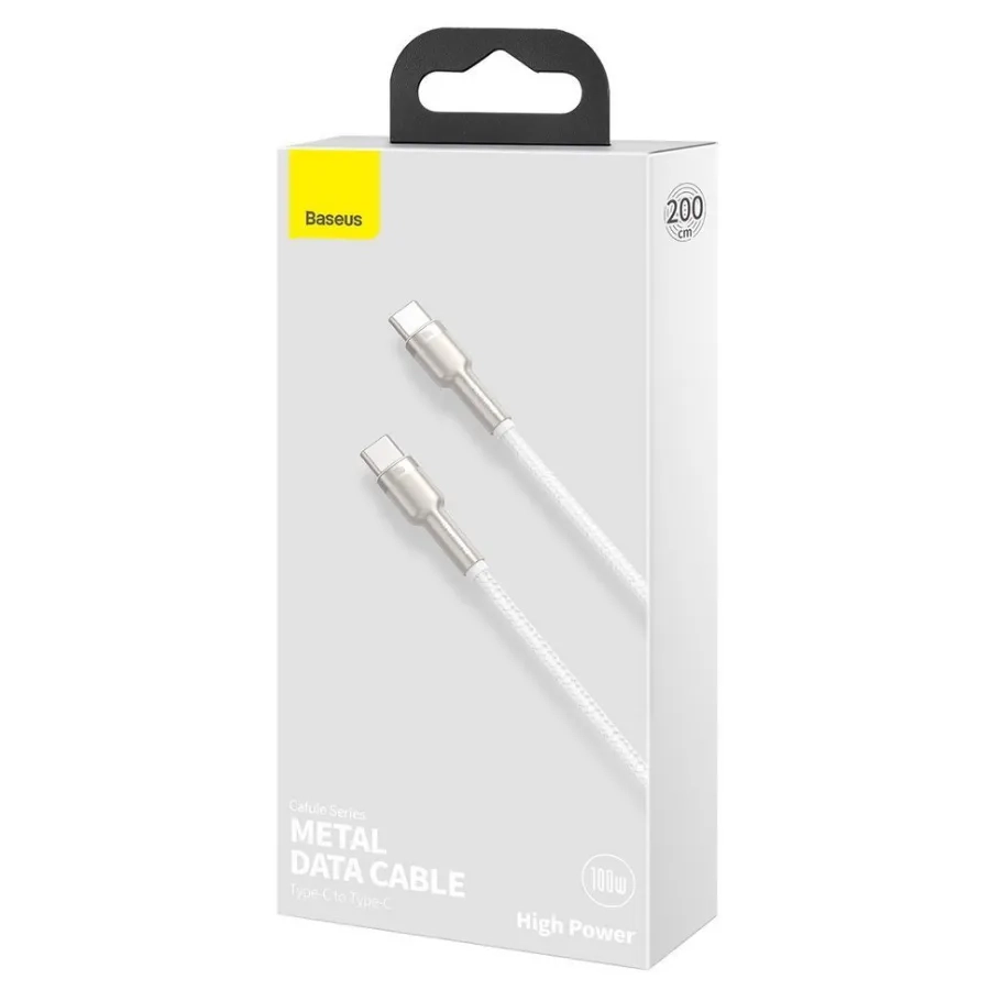 Кабель Baseus Cafule Series Metal Type-C to Type-C 100W 2м Белый
