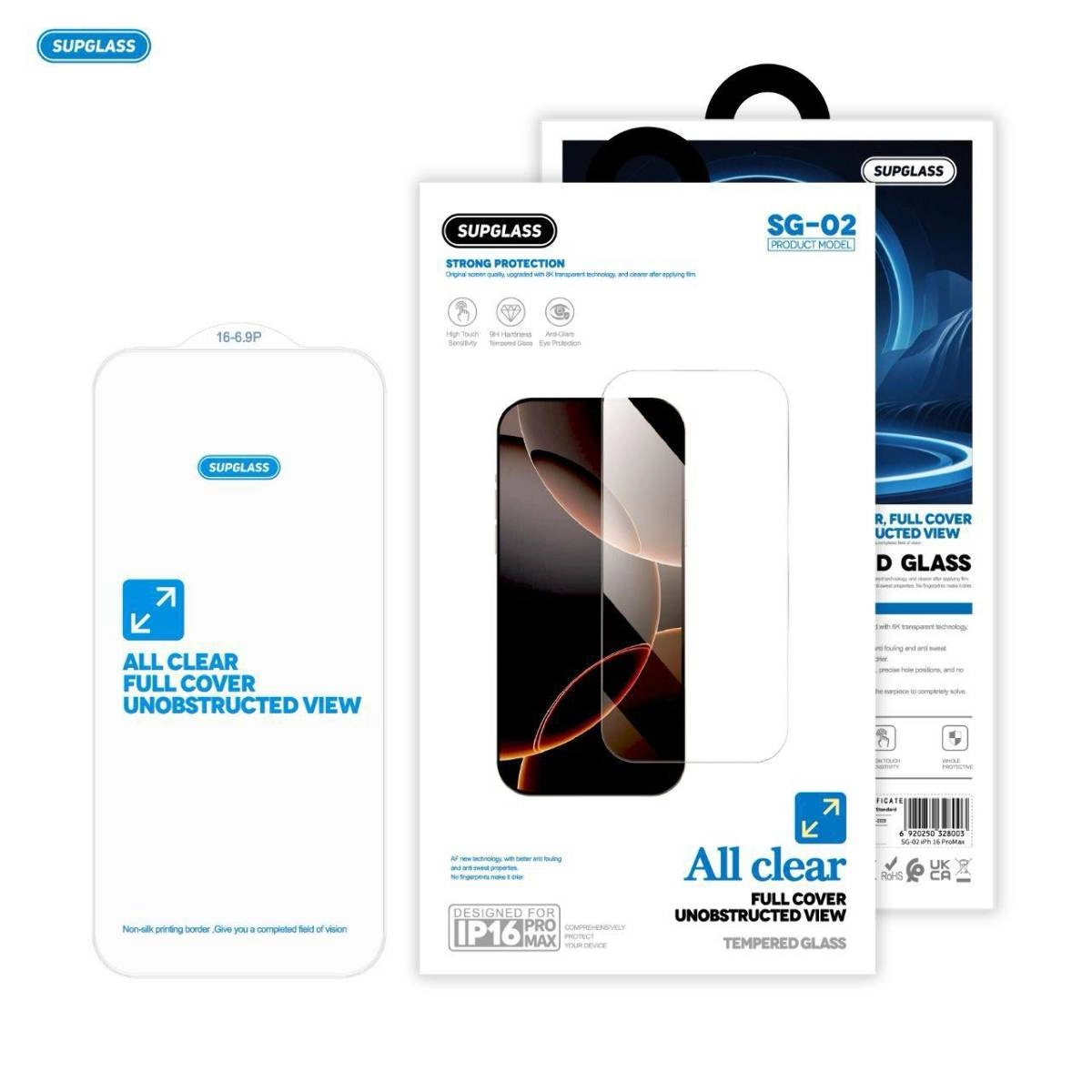 Защитное стекло Supglass SG-02 iPhone 13 - 13 Pro - 14 - 16E (6.1")