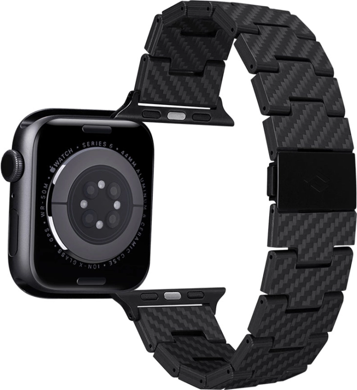 Ремешок Pitaka Retro для Apple Watch, 42/44/45мм, карбон, черно-серый