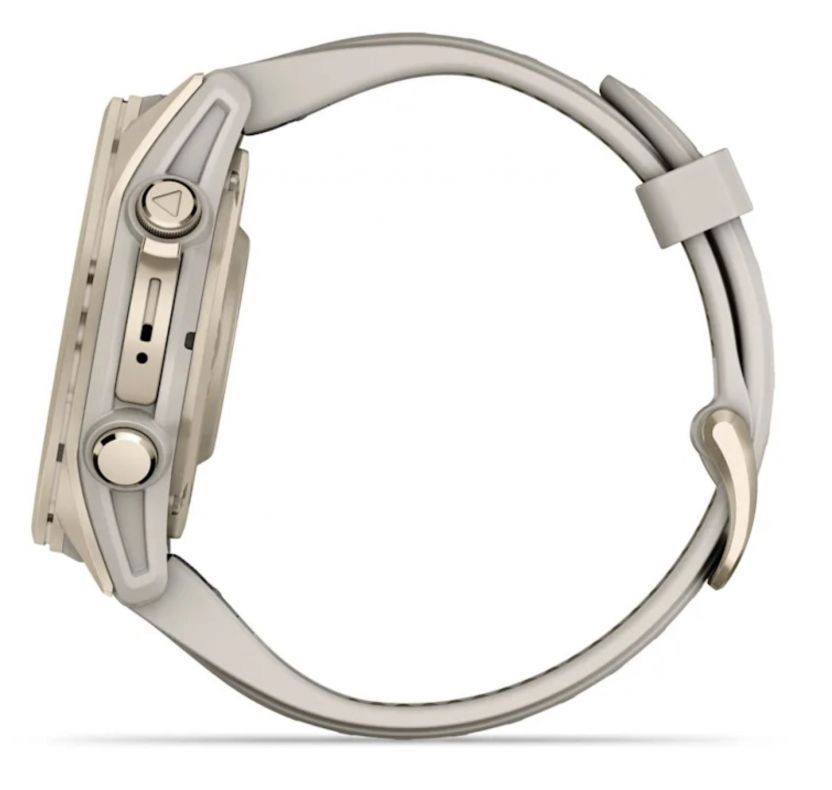 Смарт-часы Garmin Fenix 8 Amoled - 43 mm, Золотистый, дымчато-серый силиконовый ремешок