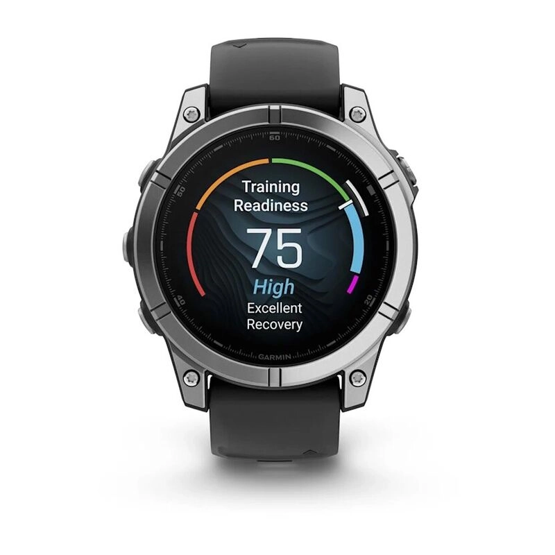 Смарт-часы Garmin Fenix E Amoled - 47 mm, Серый с серебристым стальным безелем | черный силиконовый ремешок