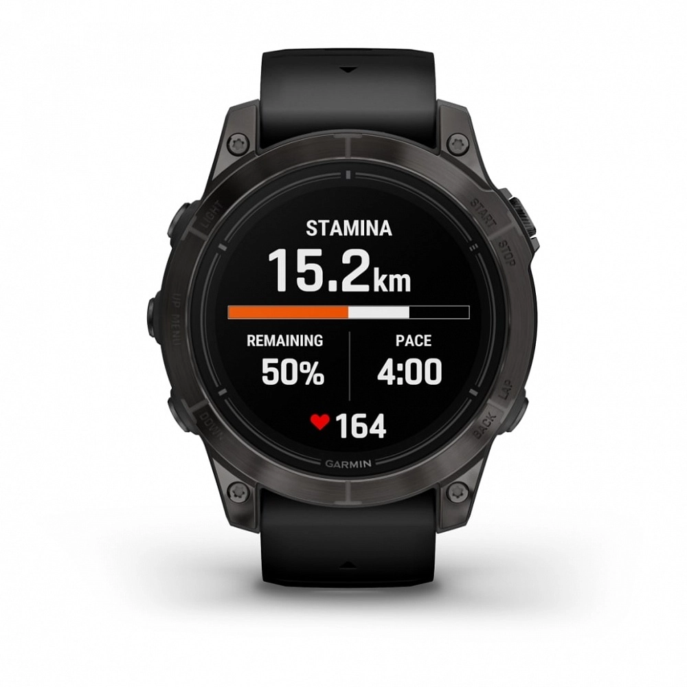 Смарт-часы Garmin Epix Pro (Gen 2) Sapphire Edition - 47 mm, Титановый, угольно-серый безель с DLC-покрытием, черный ремешок