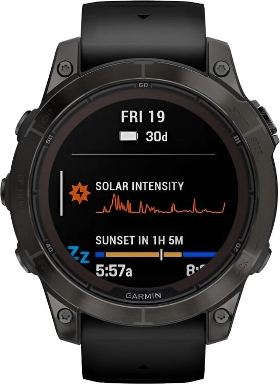 Смарт-часы Garmin Fenix 7 Pro Sapphire Solar - 47 mm, Титановый, угольно-серый безель с DLC-покрытием, черный ремешок
