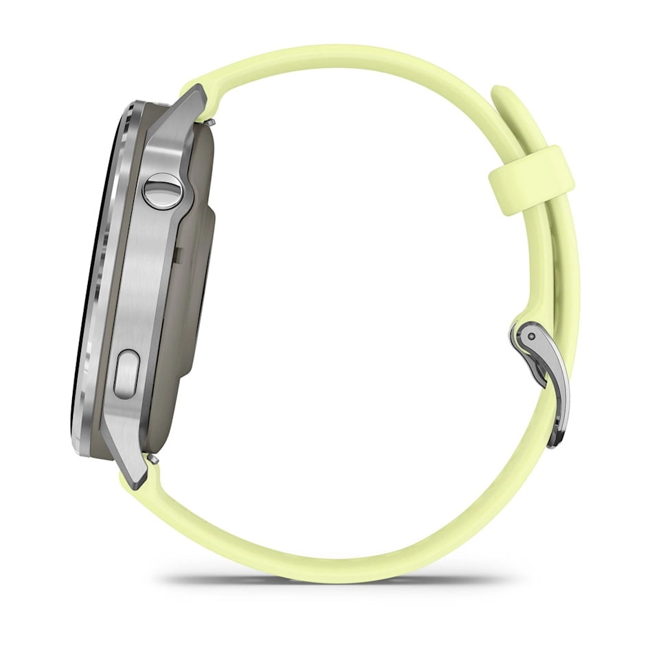 Смарт-часы Garmin Venu 4 - 45 mm, Серебристый , лимонный силиконовый ремешок