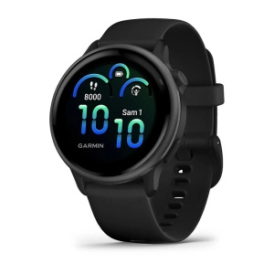 Смарт-часы Garmin Vivoactive 6 - 42 mm, Темно-серый, черный силиконовый ремешок