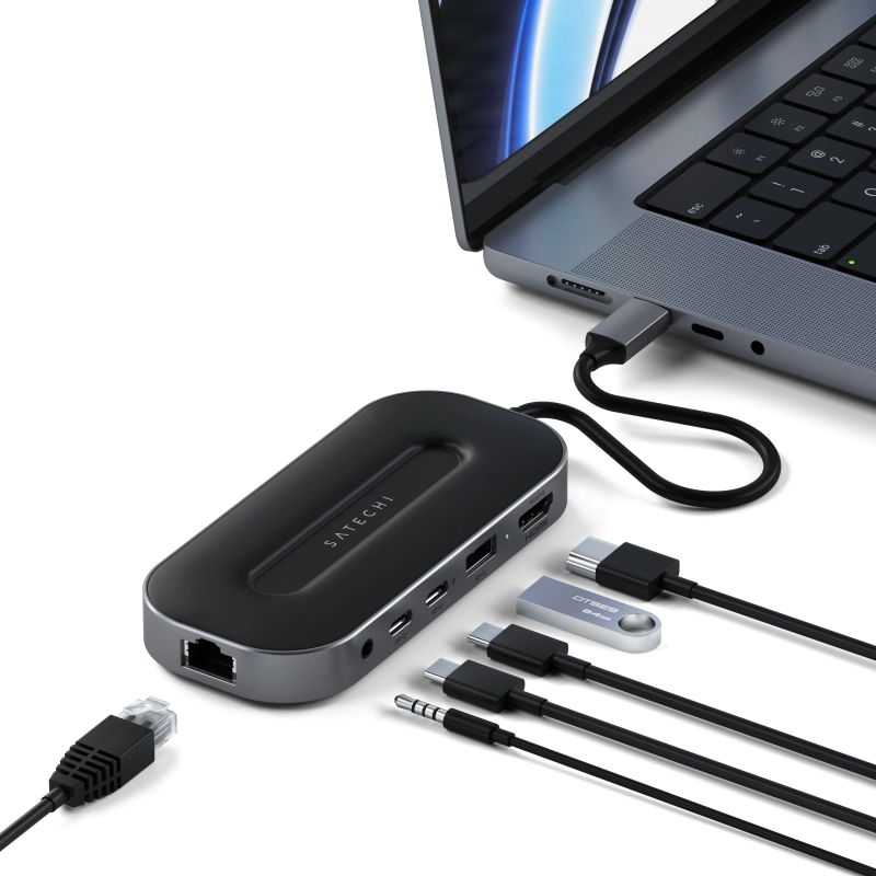 Адаптер Satechi USB-C 4 Multiport Adapter with 2.5G Ethernet, Серый Космос