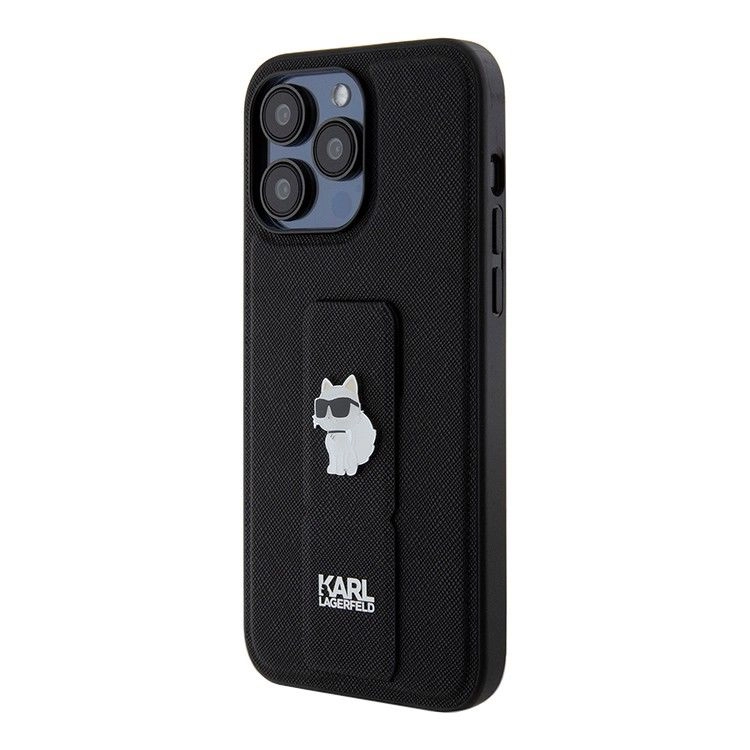 Karl Lagerfeld для iPhone 15 Pro Max чехол GripStand PU Saffiano NFT Choupette metal