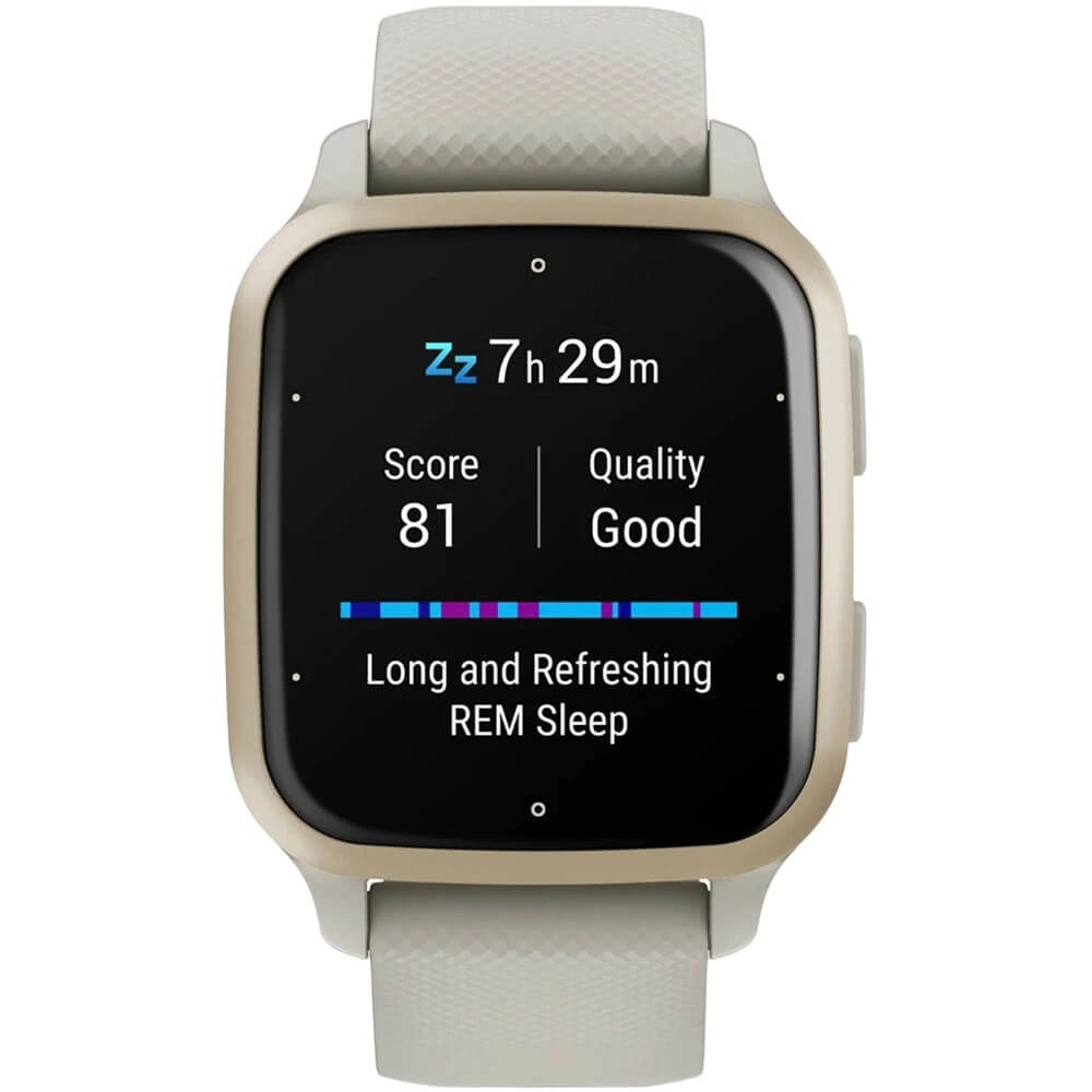 Смарт-часы Garmin Venu SQ 2 Music Edition - 40 mm, Серый, безель цвета кремового золота, кремовый силиконовый ремешок