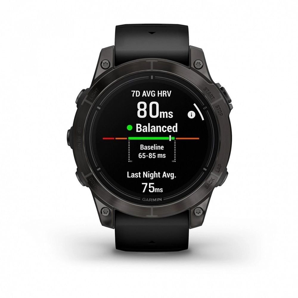 Смарт-часы Garmin Epix Pro (Gen 2) Sapphire Edition - 47 mm, Титановый, угольно-серый безель с DLC-покрытием, черный ремешок
