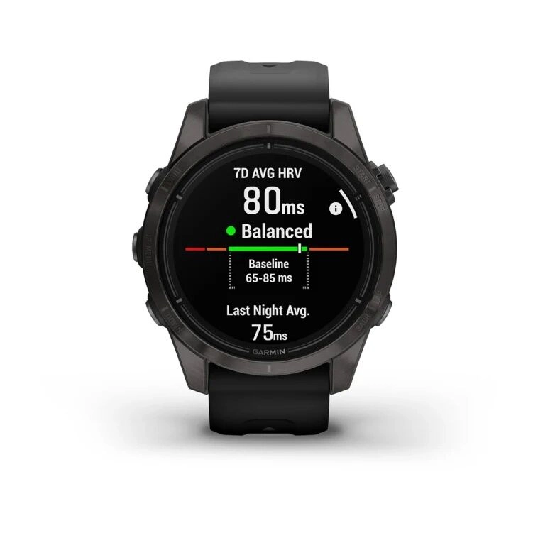 Смарт-часы Garmin Epix Pro (Gen 2) Sapphire Edition - 42 mm, Титановый, угольно-серый безель с DLC-покрытием, черный ремешок