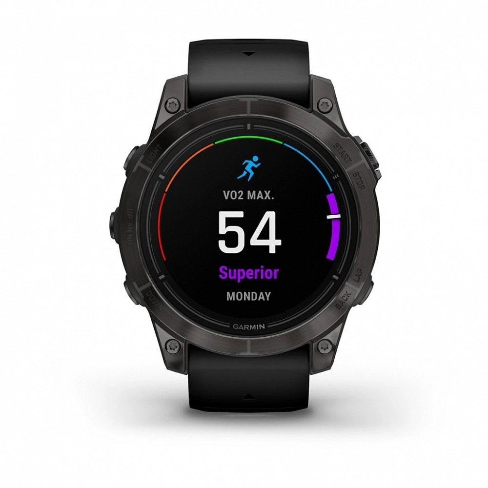 Смарт-часы Garmin Epix Pro (Gen 2) Sapphire Edition - 47 mm, Титановый, угольно-серый безель с DLC-покрытием, черный ремешок