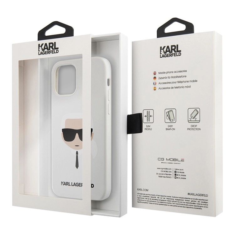 Чехол Karl Lagerfeld Liquid silicone Karl's Head для iPhone 12 | 12 Pro, белый