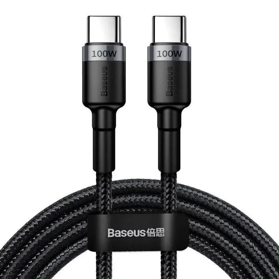 Кабель Baseus Cafule USB Type-C - Type-C 100 Вт, 2 м. черный-серый