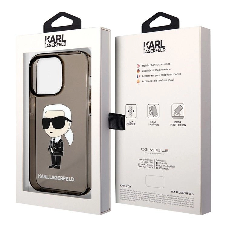 Karl Lagerfeld для iPhone 15 Pro Max чехол PC/Термополиуретан NFT Karl Ikonik Hard Translucent Black