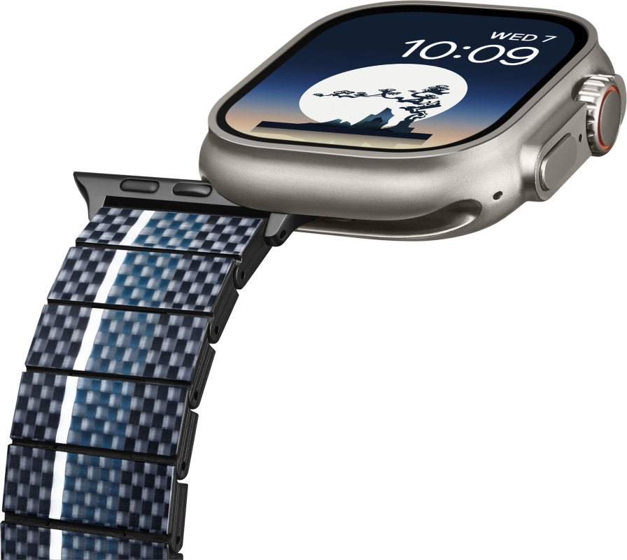 Ремешок Pitaka Moon для Apple Watch, 38/49 мм, карбон, синий