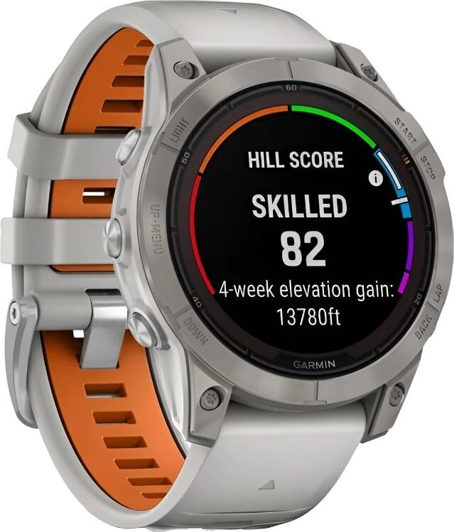 Смарт-часы Garmin Fenix 7 Pro Sapphire Solar - 47 mm, Титановый серый, серо-оранжевый ремешок