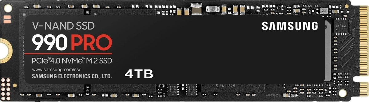 SSD-накопитель Samsung 990 Pro 4ТБ, M.2 2280, NVMe, PCIe 4.0 x4 (MZ-V9P4T0BW)