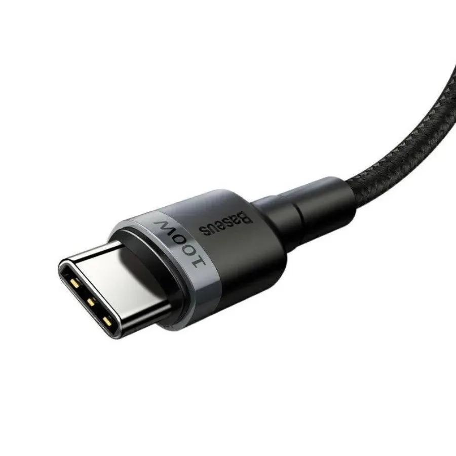 Кабель Baseus Cafule USB Type-C - Type-C 100 Вт, 2 м. черный-серый