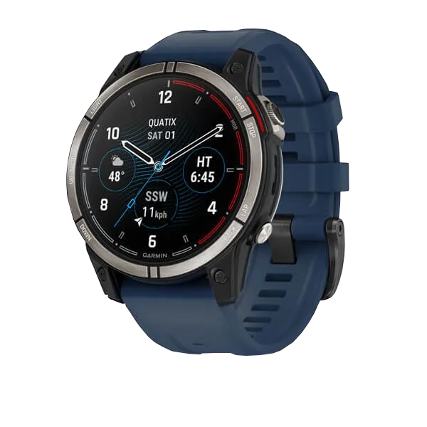 Смарт-часы Garmin Quatix 7 Sapphire Edition - 47 mm, Титановый, синий силиконовый ремешок