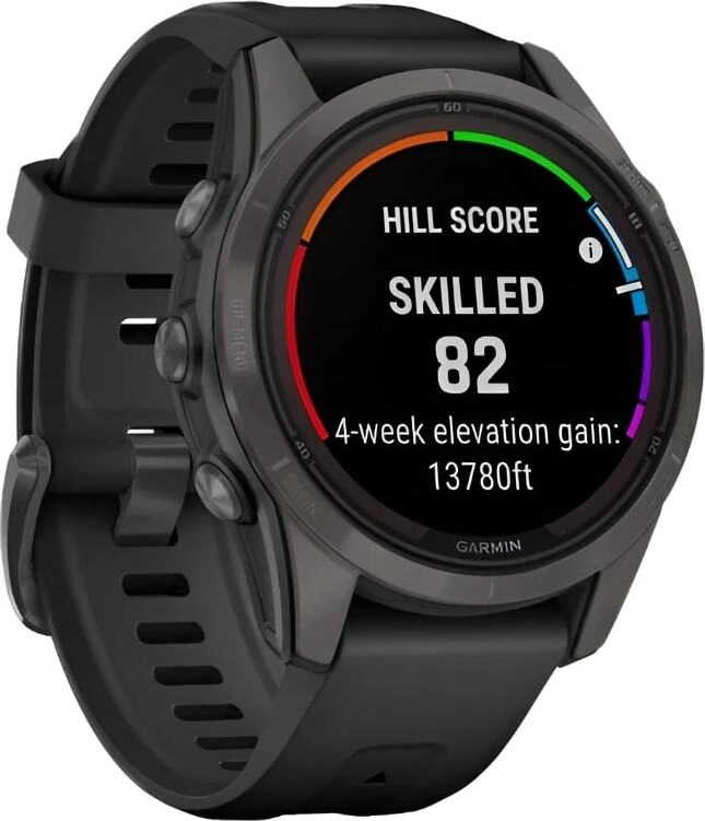 Смарт-часы Garmin Fenix 7S Pro Sapphire Solar - 42 mm, Титановый, угольно-серый безель с DLC-покрытием, силиконовый ремешок