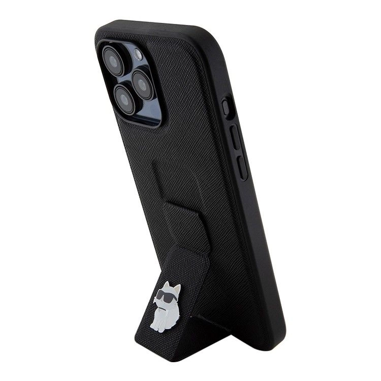 Karl Lagerfeld для iPhone 15 Pro Max чехол GripStand PU Saffiano NFT Choupette metal