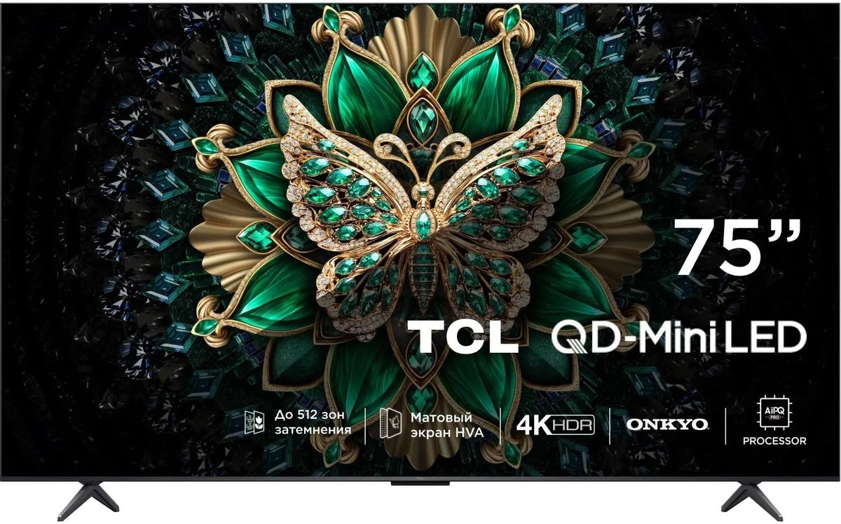 Телевизор TCL 75" (190 см) 75C6K черный