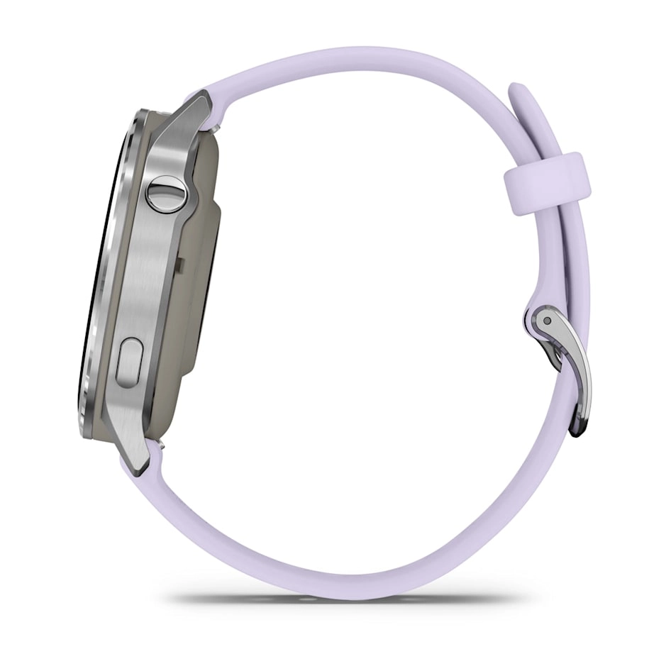 Смарт-часы Garmin Venu 4 - 41 mm, Серебристый, сиренево-голубой силиконовый ремешок