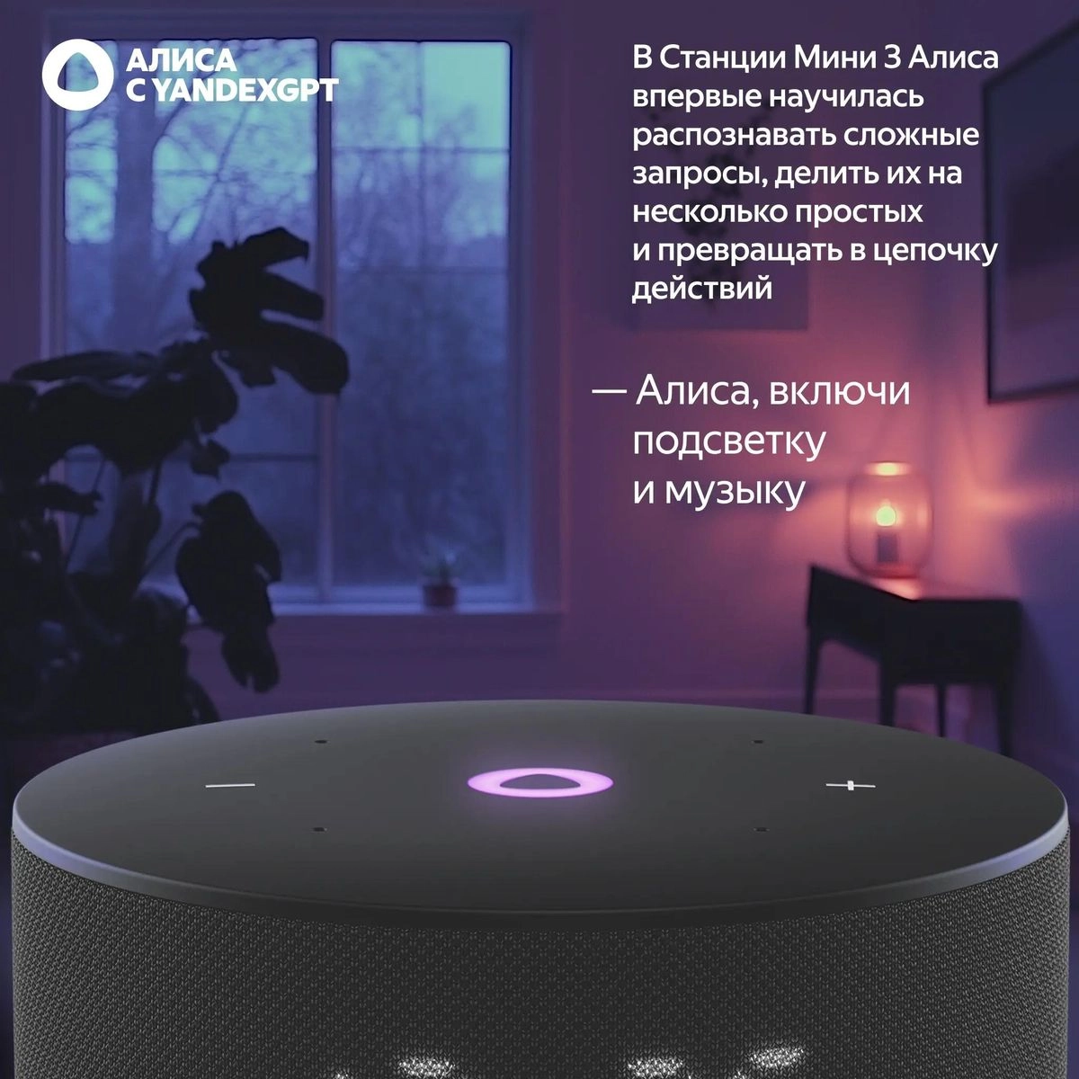 Яндекс Станция Мини 3 12 Вт, с YaaGPT, Черный