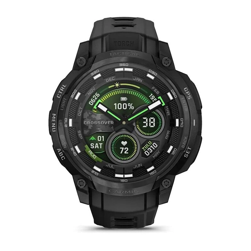 Смарт-часы Garmin Instinct Crossover Amoled Tactical Edition - 46 mm, Черный, черный силиконовый ремешок