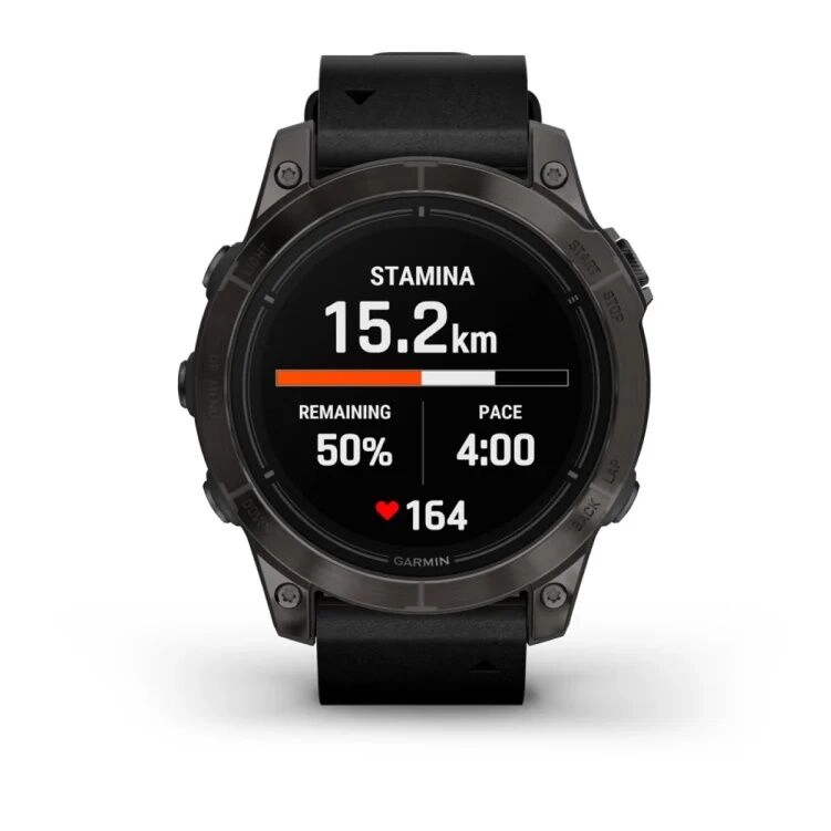 Смарт-часы Garmin Epix Pro (Gen 2) Sapphire Edition - 47 mm, Титановый, угольно-серый безель с DLC-покрытием, черный кожаный ремешок