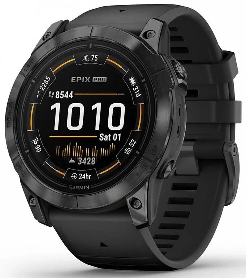 Смарт-часы Garmin Epix Pro (Gen 2) Standard Edition - 51 mm, Серый, черный силиконовый ремешок