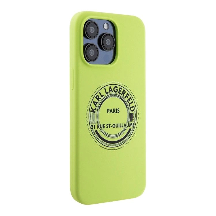Lagerfeld для iPhone 15 Pro Max чехол Liquid silicone RSG Round logo Hard Green