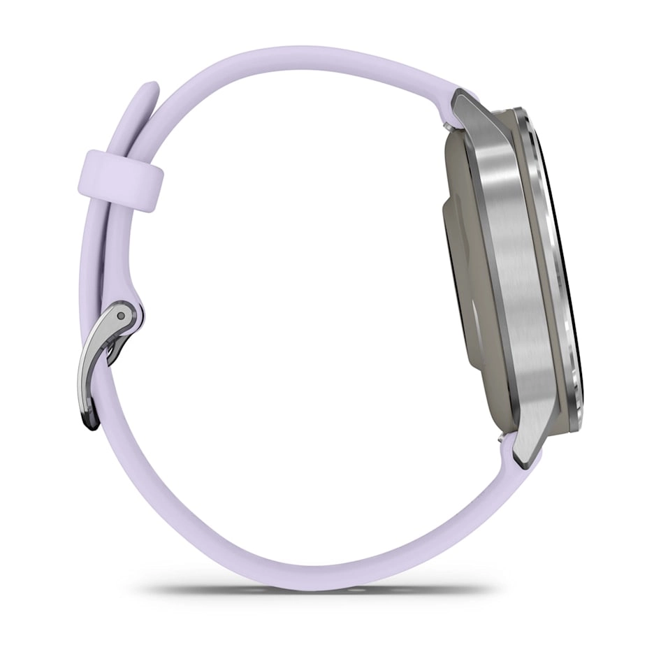Смарт-часы Garmin Venu 4 - 41 mm, Серебристый, сиренево-голубой силиконовый ремешок