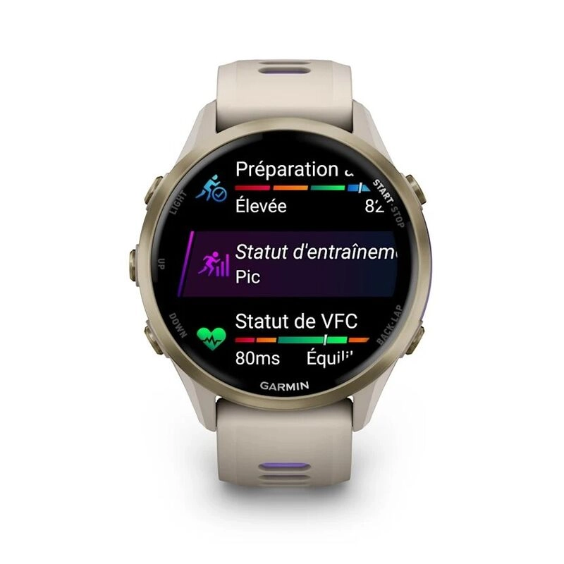 Смарт-часы Garmin Forerunner 970 - 47 mm, Золотистый, титановый безель, серый с индиго ремешок (010-02969-02)
