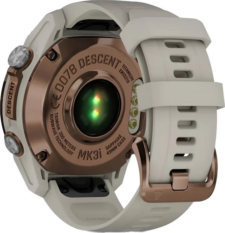 Смарт-часы Garmin Descent Mk3i - 43 mm, Титановый, бронзовый безель с PVD-покрытием, серый силиконовый ремешок