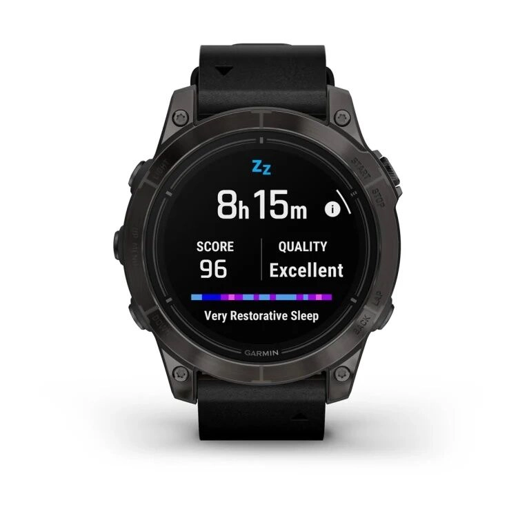 Смарт-часы Garmin Epix Pro (Gen 2) Sapphire Edition - 47 mm, Титановый, угольно-серый безель с DLC-покрытием, черный кожаный ремешок